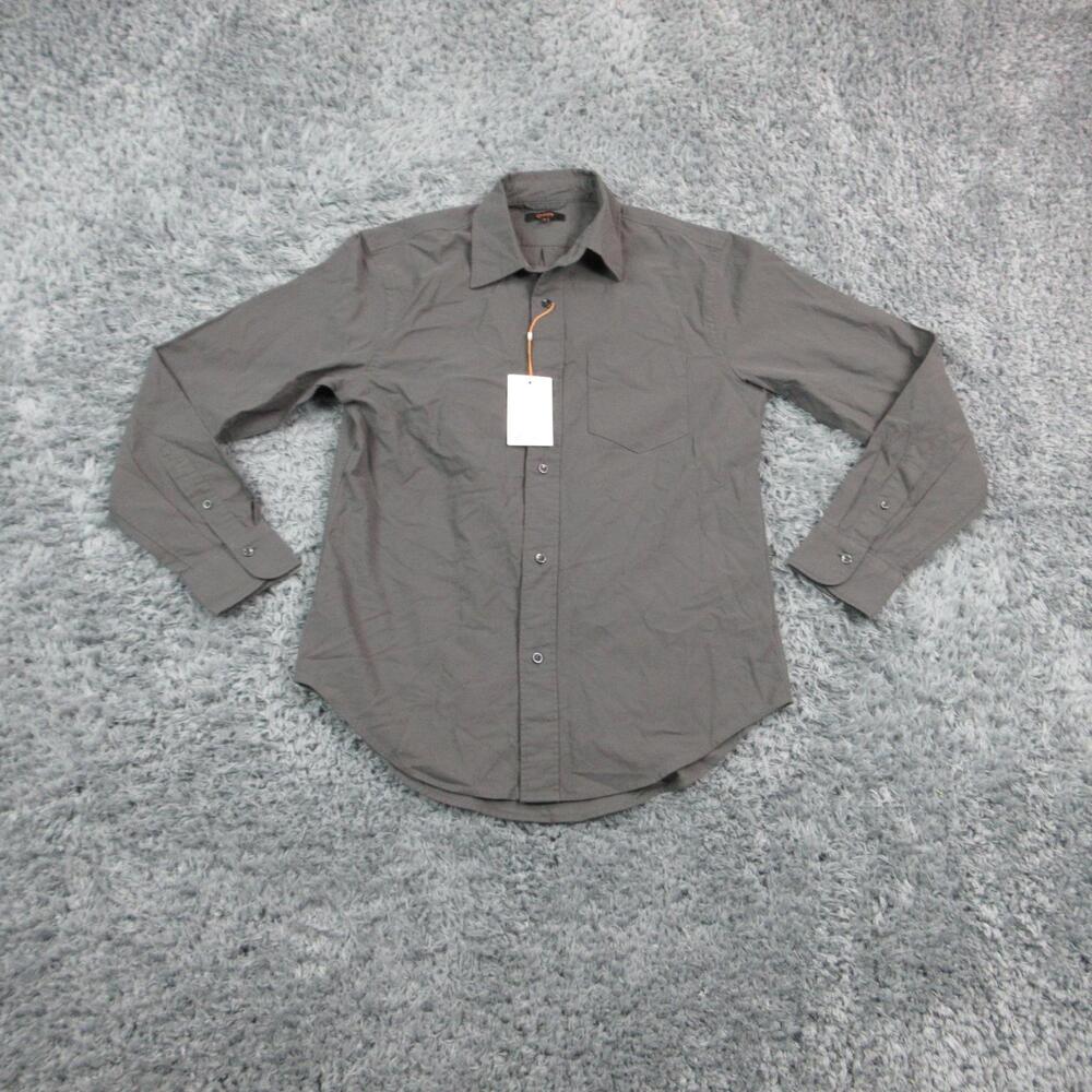 Quince Shirt Mens S Gray Cotton Spandex Button-Up Long Sleeve Stretch NWT